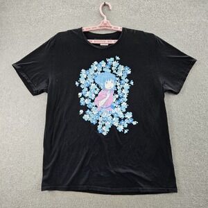 VINTAGE Spirited Away Men Shirt XL Black Studio Ghibli Anime Girl‎ Flowers Rare